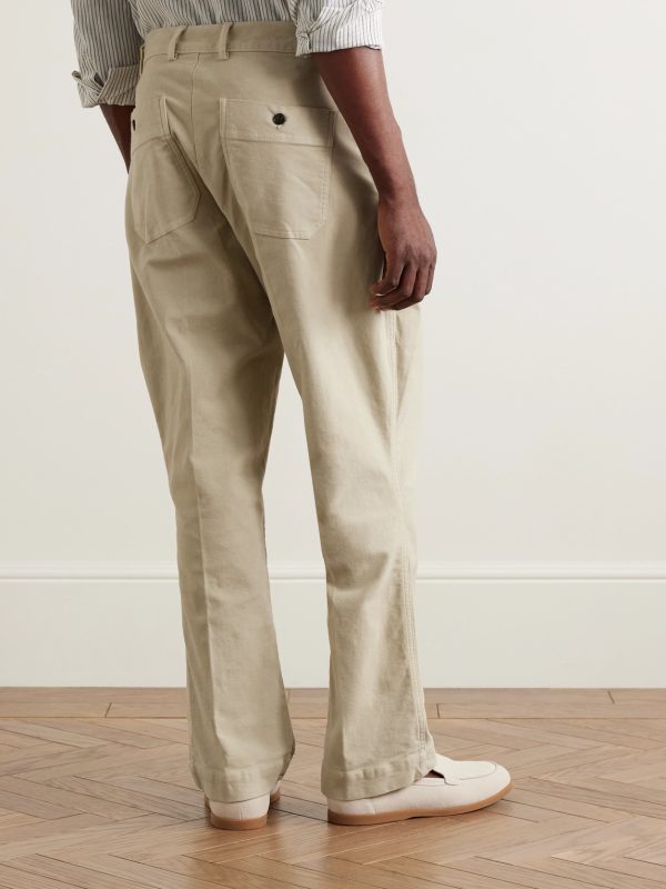 Greg Straight-Leg Garment-Dyed Cotton-Moleskin Trousers - BK Greg Straight-Leg Garment-Dyed Cotton-Moleskin Trousers - BK