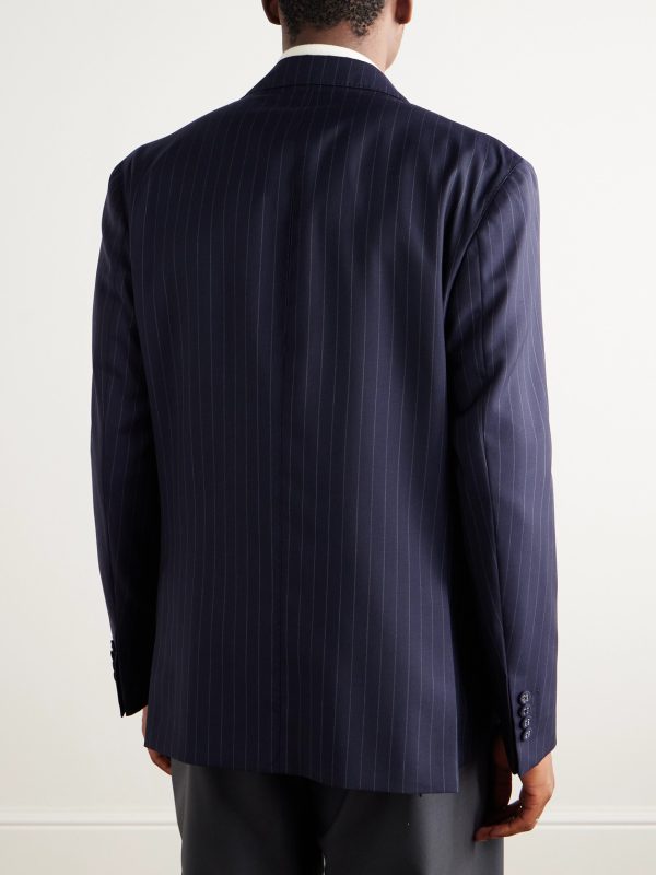 Kane Double-Breasted Pinstriped Virgin Wool Blazer - BK