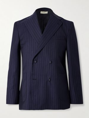 Kane Double-Breasted Pinstriped Virgin Wool Blazer