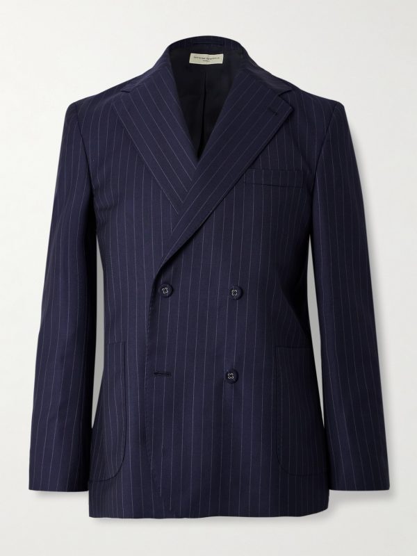 Kane Double-Breasted Pinstriped Virgin Wool Blazer