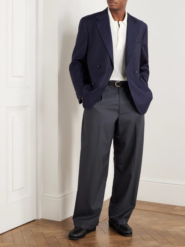 Kane Double-Breasted Pinstriped Virgin Wool Blazer - OU