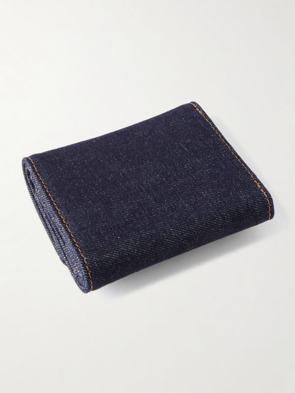Logo-Print Denim Trifold Wallet - BK Logo-Print Denim Trifold Wallet - BK