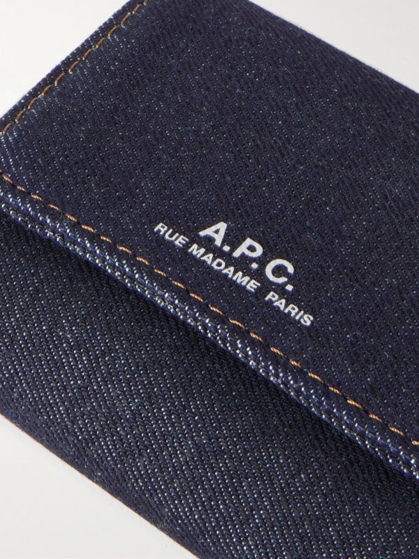 Logo-Print Denim Trifold Wallet - CU Logo-Print Denim Trifold Wallet - CU