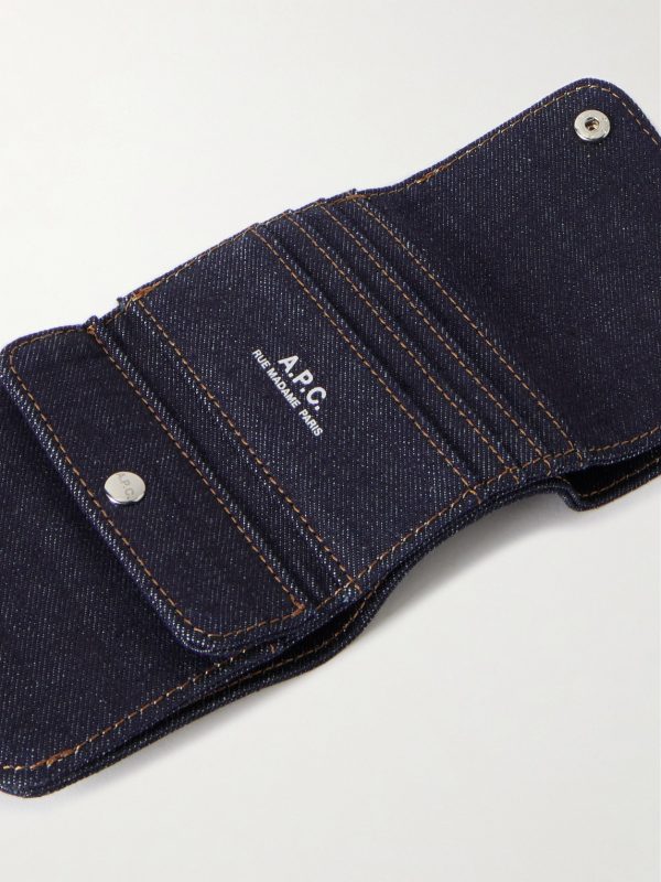 Logo-Print Denim Trifold Wallet - E1 Logo-Print Denim Trifold Wallet - E1