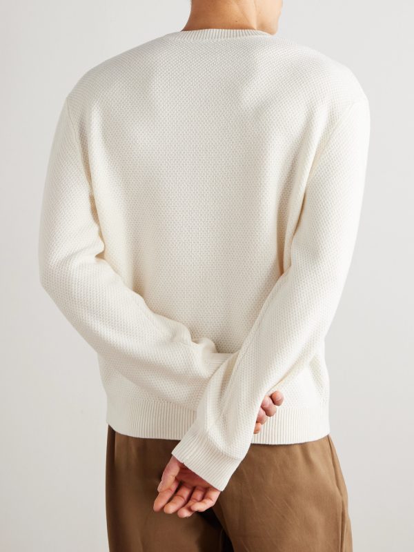 Thomas Logo-Appliquéd Honeycomb-Knit Virgin Wool Sweater - BK Thomas Logo-Appliquéd Honeycomb-Knit Virgin Wool Sweater - BK