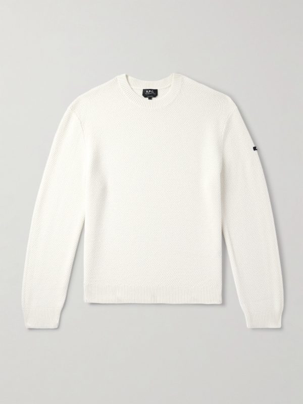 Thomas Logo-Appliquéd Honeycomb-Knit Virgin Wool Sweater Thomas Logo-Appliquéd Honeycomb-Knit Virgin Wool Sweater