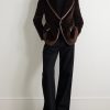 Satin-Trimmed Cotton-Blend Velvet Blazer - OU Satin-Trimmed Cotton-Blend Velvet Blazer - OU