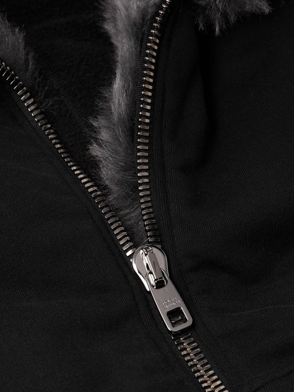 Shearling-Trimmed Cotton-Jersey Hooded Jacket - CU Shearling-Trimmed Cotton-Jersey Hooded Jacket - CU