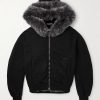 Shearling-Trimmed Cotton-Jersey Hooded Jacket Shearling-Trimmed Cotton-Jersey Hooded Jacket