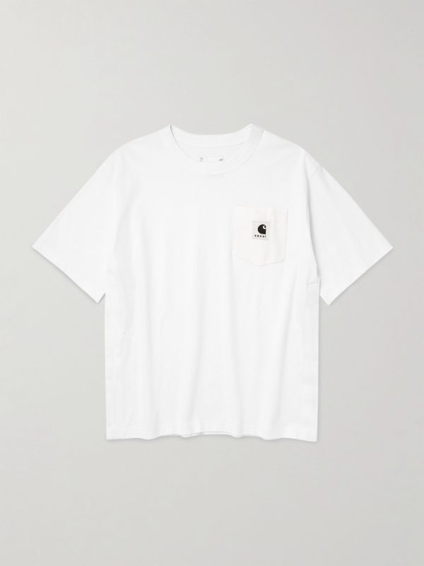 Logo-Appliquéd Canvas-Trimmed Cotton-Jersey T-Shirt Logo-Appliquéd Canvas-Trimmed Cotton-Jersey T-Shirt