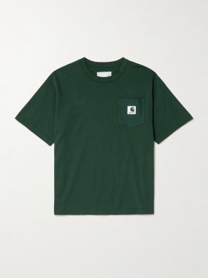 + Carhartt WIP Logo-Appliquéd Canvas-Trimmed Cotton-Jersey T-Shirt + Carhartt WIP Logo-Appliquéd Canvas-Trimmed Cotton-Jersey T-Shirt