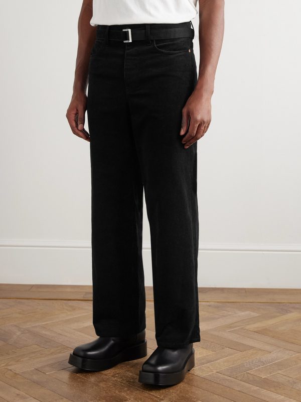 Straight-Leg Belted Cotton-Blend Corduroy Trousers - FR Straight-Leg Belted Cotton-Blend Corduroy Trousers - FR