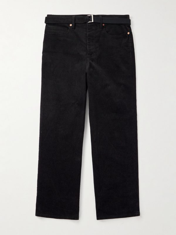 Straight-Leg Belted Cotton-Blend Corduroy Trousers Straight-Leg Belted Cotton-Blend Corduroy Trousers