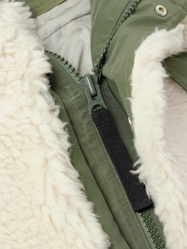 Shell-Trimmed Wool-Blend Fleece Hooded Coat - CU