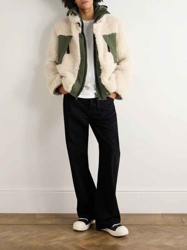 Shell-Trimmed Wool-Blend Fleece Hooded Coat - OU
