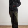 Distressed Brushed-Knit Cardigan - OU