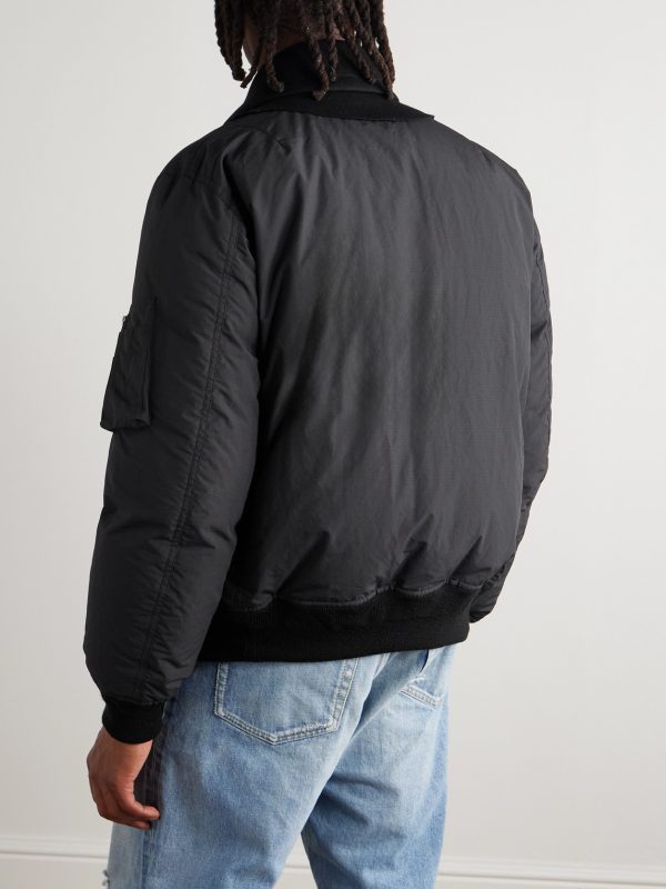 Double-Breasted Wool and Ripstop Down Bomber Jacket - BK