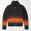 Dégradé Garment-Dyed Ribbed Wool Zip-Up Cardigan Dégradé Garment-Dyed Ribbed Wool Zip-Up Cardigan