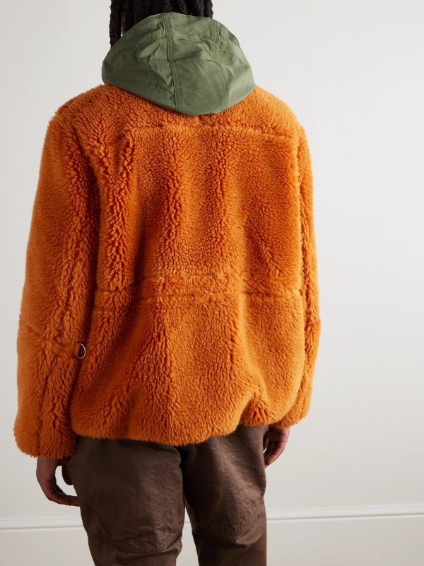 Shell-Trimmed Wool-Blend Fleece Hooded Coat - BK Shell-Trimmed Wool-Blend Fleece Hooded Coat - BK
