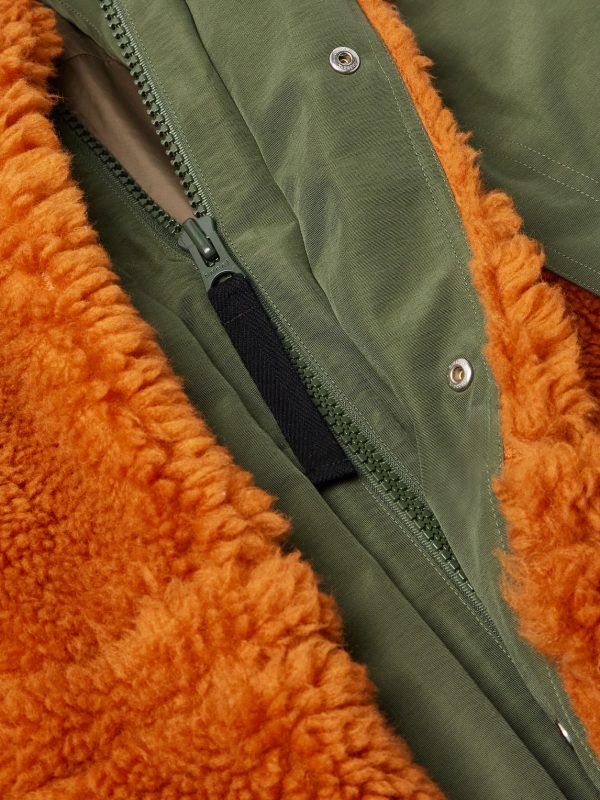 Shell-Trimmed Wool-Blend Fleece Hooded Coat - CU Shell-Trimmed Wool-Blend Fleece Hooded Coat - CU
