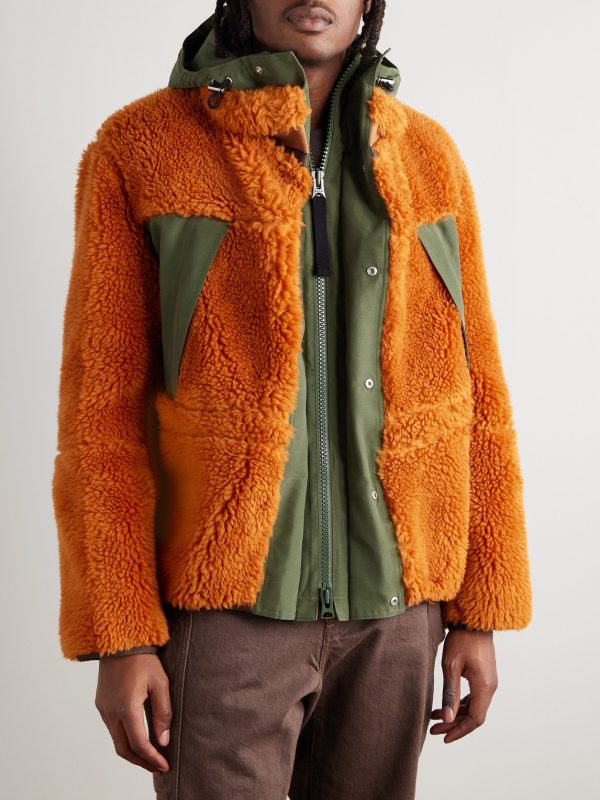 Shell-Trimmed Wool-Blend Fleece Hooded Coat - FR Shell-Trimmed Wool-Blend Fleece Hooded Coat - FR