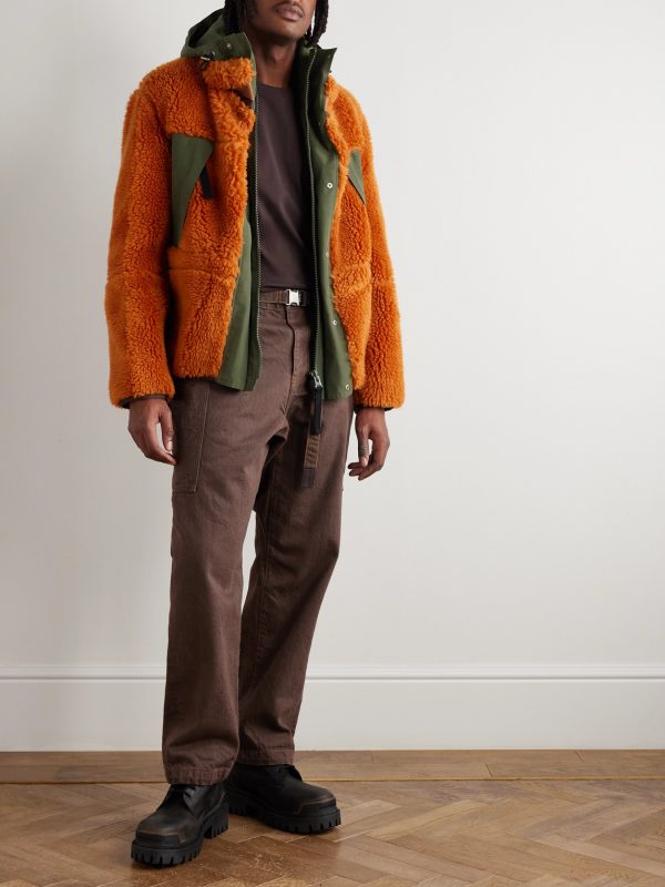 Shell-Trimmed Wool-Blend Fleece Hooded Coat - OU Shell-Trimmed Wool-Blend Fleece Hooded Coat - OU