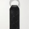 Silver-Tone and Intrecciato Leather Key Fob - BK