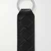 Silver-Tone and Intrecciato Leather Key Fob