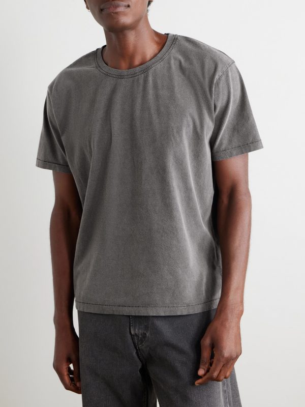 New Garment-Dyed Brushed Organic Cotton-Jersey T-Shirt - FR New Garment-Dyed Brushed Organic Cotton-Jersey T-Shirt - FR