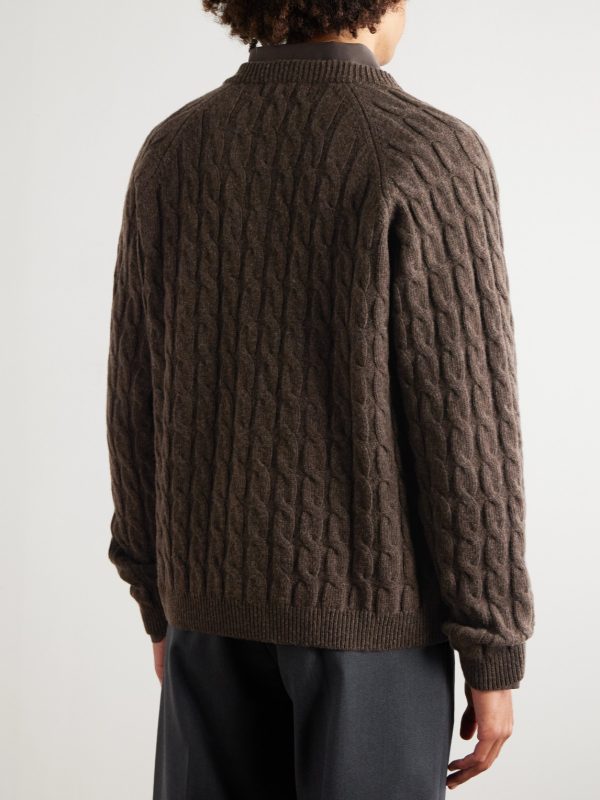 Editor Cable-Knit Wool Zip-Up Cardigan - BK Editor Cable-Knit Wool Zip-Up Cardigan - BK