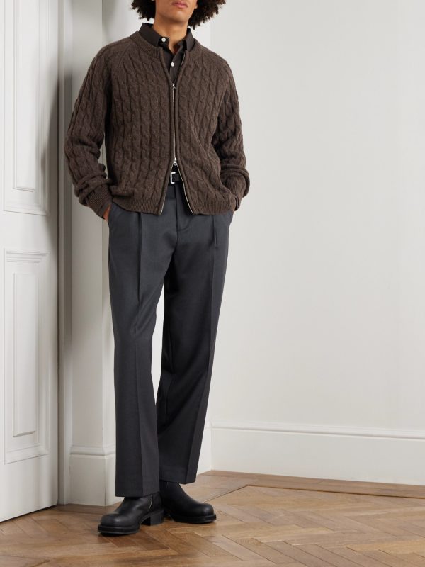 Editor Cable-Knit Wool Zip-Up Cardigan - OU Editor Cable-Knit Wool Zip-Up Cardigan - OU