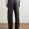 Straight-Leg Pleated Striped Wool and Silk-Blend Trousers - BK Straight-Leg Pleated Striped Wool and Silk-Blend Trousers - BK