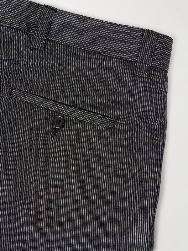 Straight-Leg Pleated Striped Wool and Silk-Blend Trousers - CU Straight-Leg Pleated Striped Wool and Silk-Blend Trousers - CU