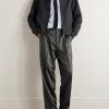 Straight-Leg Pleated Striped Wool and Silk-Blend Trousers - OU Straight-Leg Pleated Striped Wool and Silk-Blend Trousers - OU