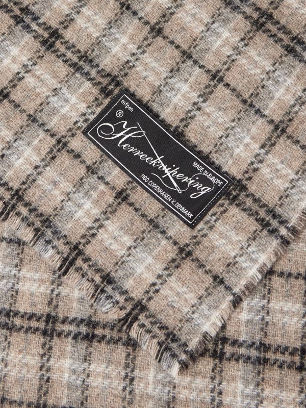 Appliquéd Checked Double-Faced Wool-Blend Scarf - CU Appliquéd Checked Double-Faced Wool-Blend Scarf - CU