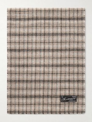 Appliquéd Checked Double-Faced Wool-Blend Scarf Appliquéd Checked Double-Faced Wool-Blend Scarf