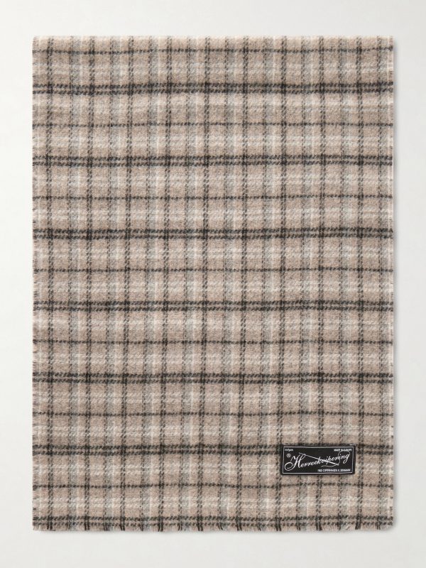 Appliquéd Checked Double-Faced Wool-Blend Scarf Appliquéd Checked Double-Faced Wool-Blend Scarf