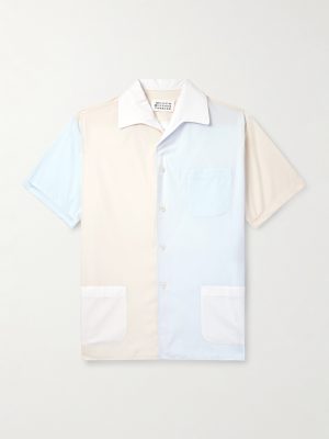 Camp-Collar Colour-Block Cotton-Poplin Shirt
