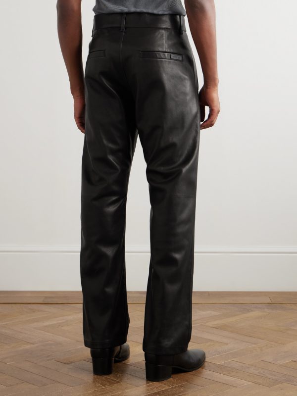 Straight-Leg Full-Grain Leather Trousers - BK
