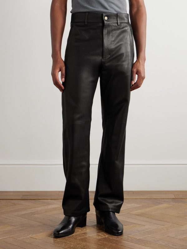 Straight-Leg Full-Grain Leather Trousers - FR