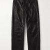 Straight-Leg Full-Grain Leather Trousers