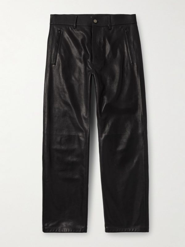 Straight-Leg Full-Grain Leather Trousers