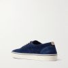 Leather-Trimmed Suede Sneakers - BK Leather-Trimmed Suede Sneakers - BK