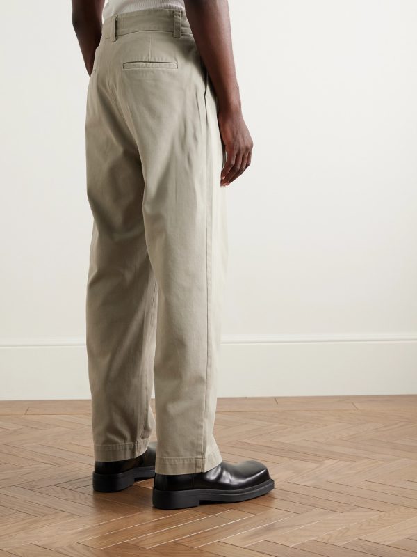 Slater Straight-Leg Pleated Cotton-Twill Trousers - BK Slater Straight-Leg Pleated Cotton-Twill Trousers - BK