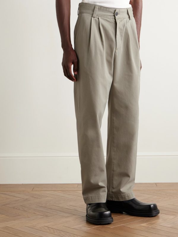 Slater Straight-Leg Pleated Cotton-Twill Trousers - FR Slater Straight-Leg Pleated Cotton-Twill Trousers - FR