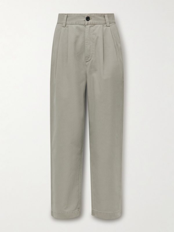 Slater Straight-Leg Pleated Cotton-Twill Trousers Slater Straight-Leg Pleated Cotton-Twill Trousers