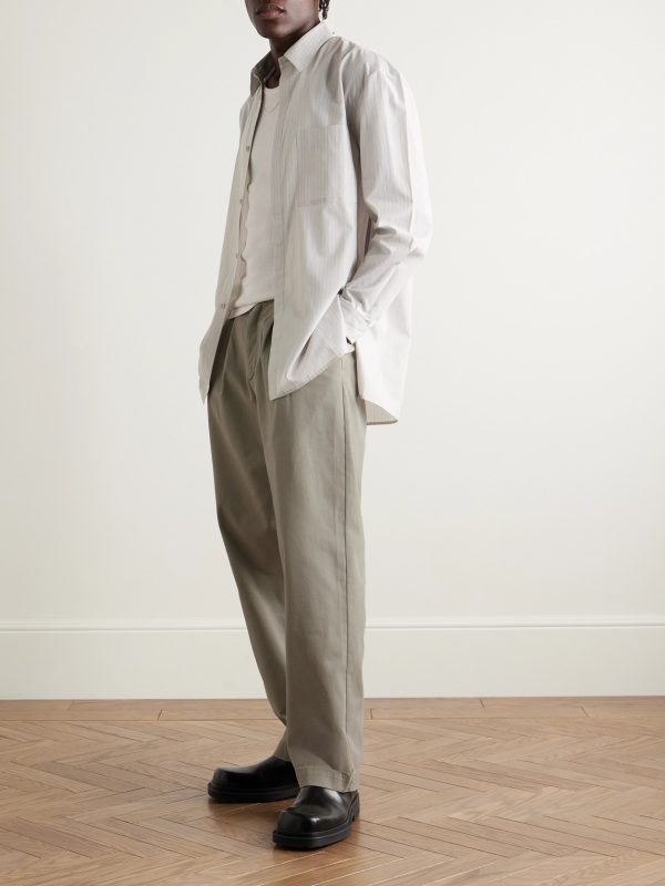 Slater Straight-Leg Pleated Cotton-Twill Trousers - OU Slater Straight-Leg Pleated Cotton-Twill Trousers - OU