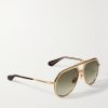 Lockheed Aviator-Style Gold-Tone and Tortoiseshell Acetate Sunglasses - FR Lockheed Aviator-Style Gold-Tone and Tortoiseshell Acetate Sunglasses - FR