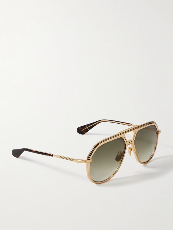 Lockheed Aviator-Style Gold-Tone and Tortoiseshell Acetate Sunglasses - FR Lockheed Aviator-Style Gold-Tone and Tortoiseshell Acetate Sunglasses - FR