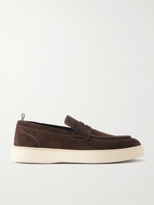 Frame 001 Suede Penny Loafers Frame 001 Suede Penny Loafers